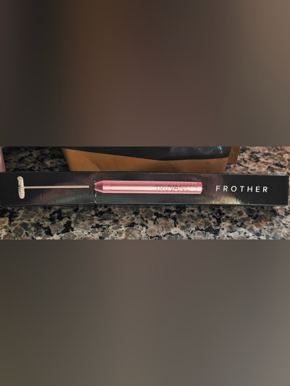 NWT TRUVANI Pink Metallic Frother & Black Shaker Bottle